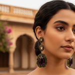 Load image into Gallery viewer, Ruby & Emerald Dangle Earrings | Vintage Style Jewelry