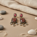 Load image into Gallery viewer, Ruby & Diamond Dangle Earrings | gold plating Finish | Women's Jewelry