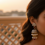 Load image into Gallery viewer, gold plating Ruby Pearl Jhumka Earrings | Women's Indian Jewelry