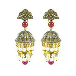 Load image into Gallery viewer, gold plating Ruby Pearl Jhumka Earrings | Women's Indian Jewelry