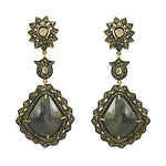 Load image into Gallery viewer, gold plating Black Stone Dangle Earrings | Statement Jewelry