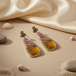 Load image into Gallery viewer, gold plating Ruby Sapphire Drop Earrings | Women's Luxury Jewelry