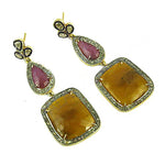 Load image into Gallery viewer, gold plating Ruby Sapphire Drop Earrings | Women's Luxury Jewelry
