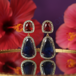 Load image into Gallery viewer, Sapphire & Ruby Drop Earrings | Gold-Plated Jewelry for Women