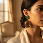 Load image into Gallery viewer, Gold Tone Ruby & Emerald Earrings for Women | Statement Jewelry