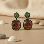 将图像加载到图库查看器中, gold plating Tone Ruby & Emerald Earrings for Women | Statement Jewelry