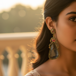 Load image into Gallery viewer, Sapphire & Ruby Drop Earrings | Gold-Plated Jewelry | For Women