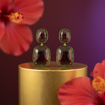 Load image into Gallery viewer, Ruby Gemstone Dangle Earrings | Gold Finish | Women's Jewelry