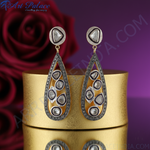 Load image into Gallery viewer, Silver Teardrop Earrings with Diamonds | Luxury Jewelry