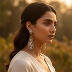 Load image into Gallery viewer, Silver Teardrop Earrings with Diamonds | Luxury Jewelry