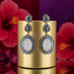 Load image into Gallery viewer, Oxidized Silver Moonstone Drop Earrings for Women | Dangle Earrings