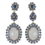Load image into Gallery viewer, Oxidized Silver Moonstone Drop Earrings for Women | Dangle Earrings