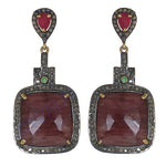 Load image into Gallery viewer, Ruby & Diamond Dangle Earrings | 925 Silver | Women's Jewelry