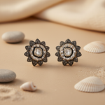 Load image into Gallery viewer, gold plating & Diamond Flower Stud Earrings | Women's Jewelry Gift