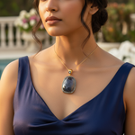 Load image into Gallery viewer, Sapphire & Diamond Pendant Necklace | Gold Plated Silver | Women's Gift