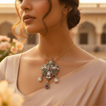 Load image into Gallery viewer, Silver Emerald Ruby Pendant | Vintage Style Jewelry for Women