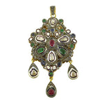 Load image into Gallery viewer, Silver Emerald Ruby Pendant | Vintage Style Jewelry for Women