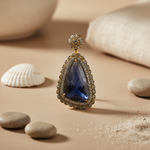 Load image into Gallery viewer, Sapphire Pendant Necklace | Antique gold plating Finish | Women's Jewelry