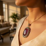 Load image into Gallery viewer, Ruby & Emerald Pendant Necklace | Vintage Style Jewelry Gift