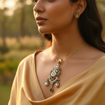 Load image into Gallery viewer, gold plating Emerald Pendant Necklace | Vintage Style Jewelry Gift