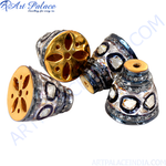 Load image into Gallery viewer, Close-up of beaded silver pendant charms encrusted with diamonds, ideal for necklaces or bracelets.