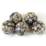 Load image into Gallery viewer, Silver Beads with Diamonds | Round Beads for Jewelry Making