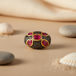 将图像加载到图库查看器中, Ruby & Diamond Beads in gold plating for Jewelry Making