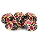 Load image into Gallery viewer, Ruby & Diamond Beads in gold plating for Jewelry Making