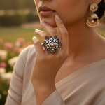 Load image into Gallery viewer, gold plating Ring with Diamond Flower for Women | Statement Ring