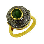 Load image into Gallery viewer, gold plating Ring with Emerald & Diamond Accents | Women's Ring