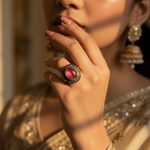 Load image into Gallery viewer, gold plating Ring with Pink Gemstone for Women | Statement Jewelry