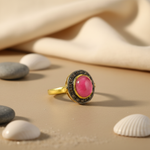 Load image into Gallery viewer, gold plating Ring with Pink Gemstone for Women | Statement Jewelry