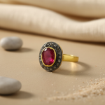Load image into Gallery viewer, Ruby & Diamond Ring for Women | gold plating Plated Cocktail Ring