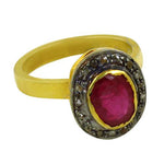 Load image into Gallery viewer, Ruby & Diamond Ring for Women | gold plating Plated Cocktail Ring