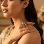 Load image into Gallery viewer, gold plating Diamond Flower Ring | Women's Floral Ring | Gift