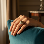 Load image into Gallery viewer, gold plating Emerald Halo Ring for Women | gold plating Gemstone Ring