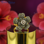 将图像加载到图库查看器中, 镶钻黄金花朵戒指 | 女士奢华珠宝