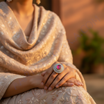 Load image into Gallery viewer, Ruby & Diamond Halo Ring | Gold Plated | Women's Jewelry Gift