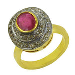 Load image into Gallery viewer, Ruby & Diamond Halo Ring | gold plating Plated | Women's Jewelry Gift