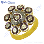 将图像加载到图库查看器中, gold plating ring with a diamond cluster design featuring a central diamond and surrounding smaller diamonds