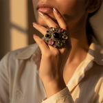 Load image into Gallery viewer, Multi Gemstone Ring | gold plating Plated Tourmaline Ring for Women