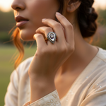 Load image into Gallery viewer, gold plating Ring with Diamond Halo | Women's Pear-Shaped Ring