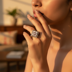 Load image into Gallery viewer, gold plating Ring with Diamond-like Stones | Square Gemstone Ring