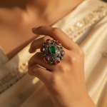 Load image into Gallery viewer, Ruby Emerald Diamond Ring - Gemstone Jewelry for Women