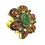 Load image into Gallery viewer, Emerald Ruby Gemstone Ring | gold plating Plated Cocktail Ring