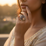 Load image into Gallery viewer, gold plating Ring with Brown Gemstone and Diamond Halo | Luxury Jewelry