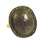 Load image into Gallery viewer, gold plating Ring with Brown Gemstone and Diamond Halo | Luxury Jewelry