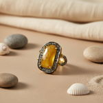 Load image into Gallery viewer, Yellow Stone Cocktail Ring | gold plating Plated Silver Ring for Women