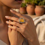Load image into Gallery viewer, gold plating Ring with Yellow Gemstone & Diamonds for Women