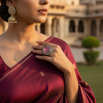 将图像加载到图库查看器中, 粉色碧玺钻石戒指 | 女士银戒指